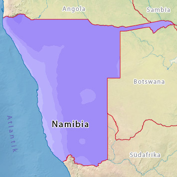 Niederschlag / Regen in Namibia im Monat April Niederschlag / Regen April