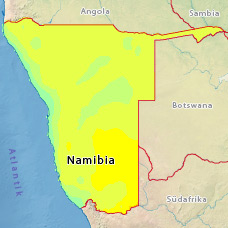 Mittlere Temperaturen in Namibia im Monat Januar Mittlere Temperaturen Januar