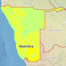 Mittlere Temperaturen in Namibia im Monat Februar Mittlere Temperaturen Februar