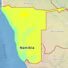 Mittlere Temperaturen in Namibia im November